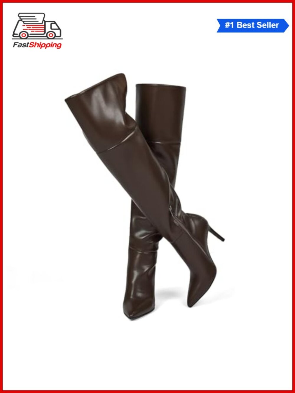 ✨ Over the Knee Boots Faux Leather Pointed Toe Stiletto Heel Women